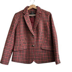 Talbots Shetland Aberdeen wool-blend blazer houndstooth plaid Tweed Preppy 8P